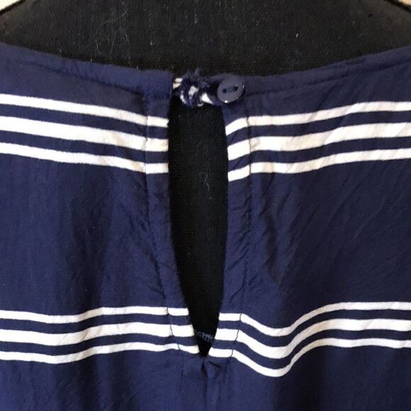 Zara Premium Denim Collection High Low Viscose Navy and White Stripe Top Size S - Picture 14 of 16